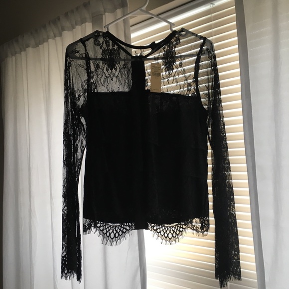 American Eagle Outfitters Tops - NWT AEO Black Semi Sheer Bell Sleeve Boise